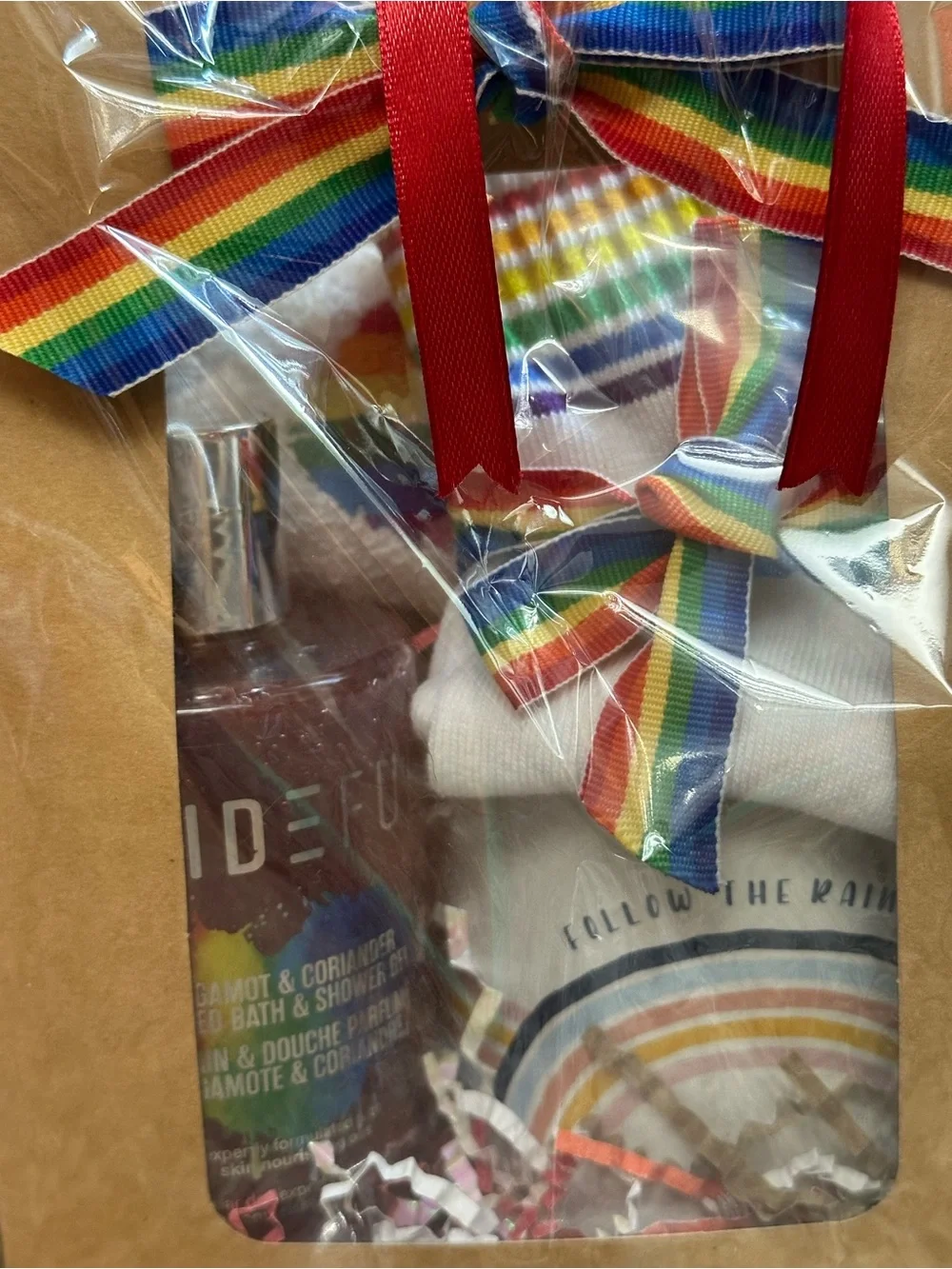 Spa Gift Set Prideful Rainbow Ribbon with Red Bow